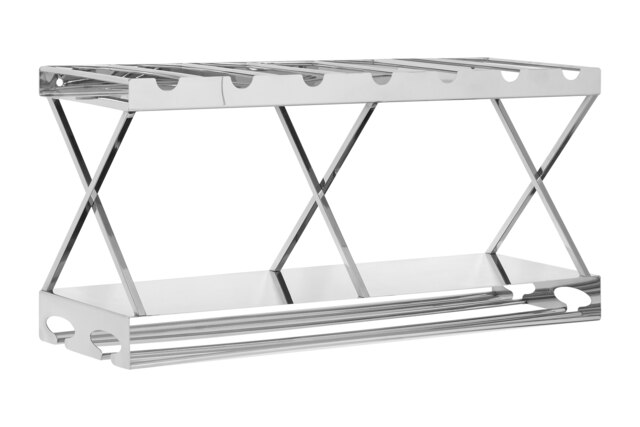 Orsina Elegant 2 Tier 7 Bottle Silver Wine Rack, Space Saving Wine Bottle Rack For Cupboard, Stylish Wine Rack