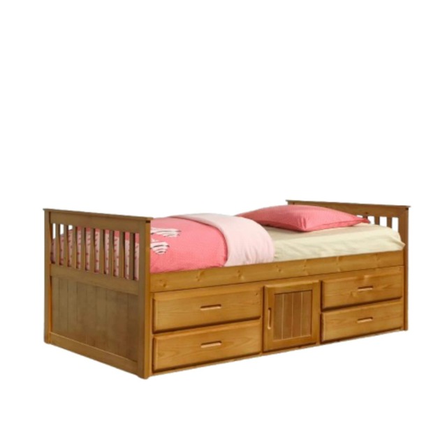 3ft Single Captains Cabin Bed With Drawers and Storage In Caramel