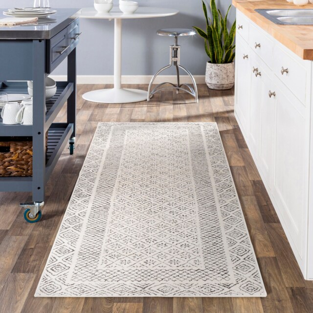 LIVABLISS Bahar-Geometric Global Rug 80 x 220 cm Grey Beige