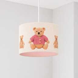 CGC BLAKE 30cm Oatmeal Linen Pink Teddy Bear Children’s Lampshade