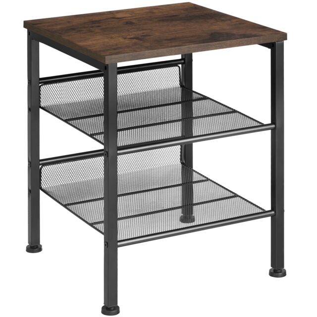 Bedside Table Lincoln - industrial style, with shelf, 2 grid shelves, 40.5 x 40 x 50.5 cm Brown Industrial wood dark, rustic 40,50 x 40 x 50,50 cm 1