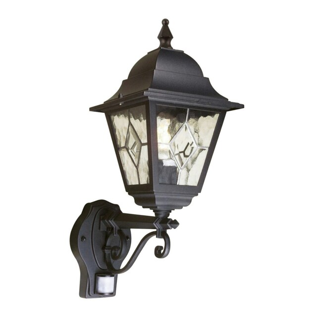Norfolk 1 Light Outdoor Motion Sensor Lantern Light Black IP43, E27