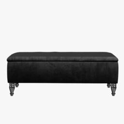 Lisbon Plain 90cm Ottoman Storage Bench - Plush Velvet Shoe Bench - Black Upholstery Footstool with Storage