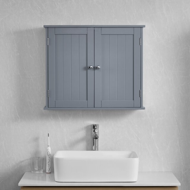 Bath Vida Priano 2 Door Wall Mounted Bathroom Cabinet, Grey