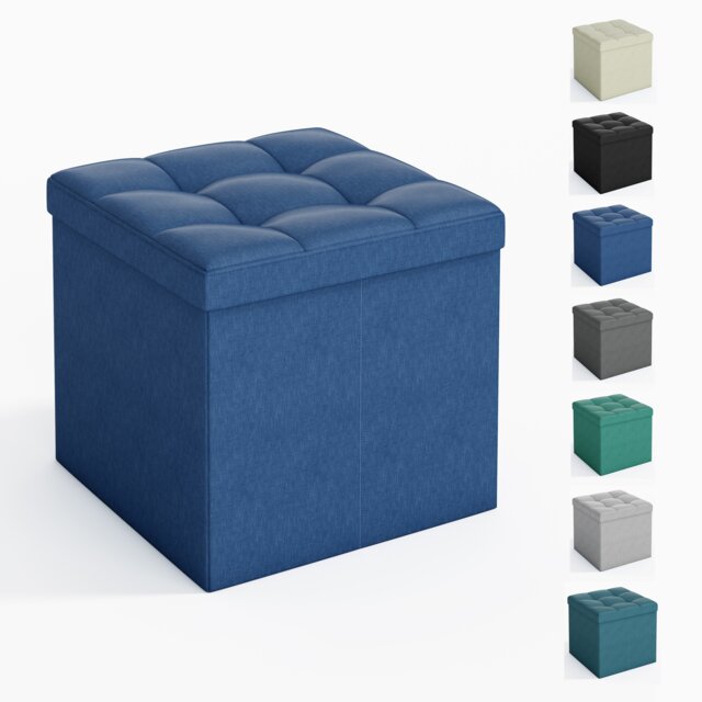 38cm Square Ottoman Foldable Storage Upholstered Foot Rest