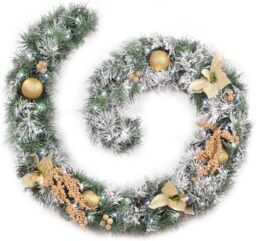Best Artificial 6ft Frosted Gold Christmas Garland with 50 Bright White battery lights