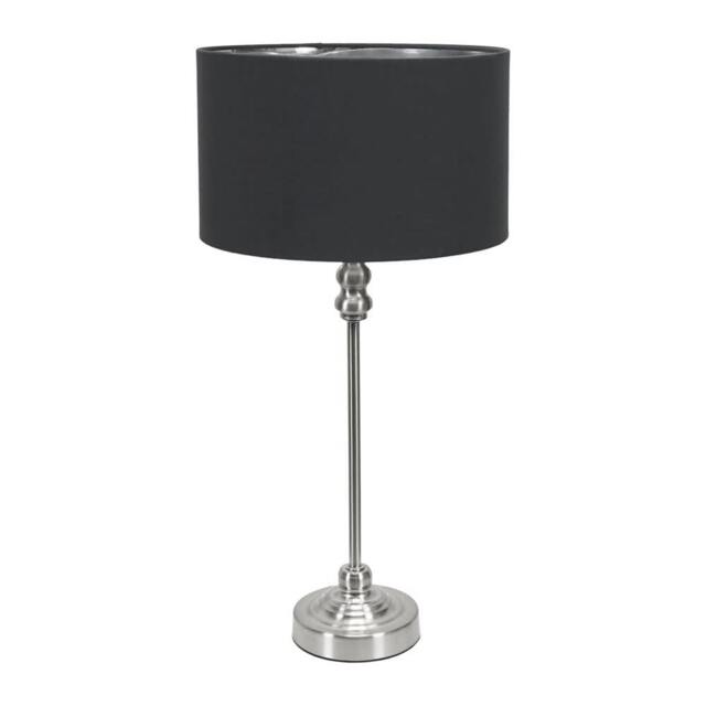 ValueLights Maggie Chrome Candlestick Table Lamp Black Chrome Shade Black