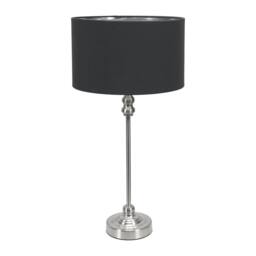 ValueLights Maggie Chrome Candlestick Table Lamp Black Chrome Shade Black