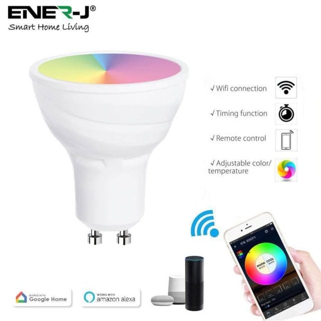 5W Smart WiFi GU10 LED Lamp Light Bulbs 5W, RGB W WW, Dimmable Colour Changing Mood Light bulb