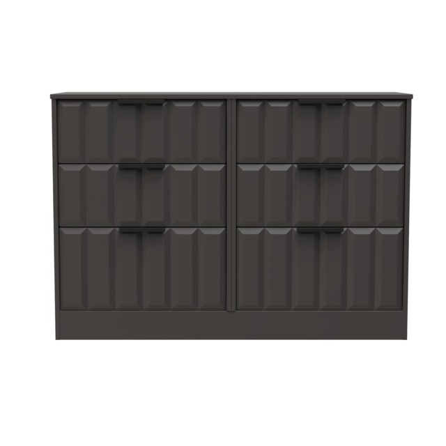 Seattle 6 Drawer Wide Chest of Drawers in Graphite (Ready Assembled) Grey Graphite