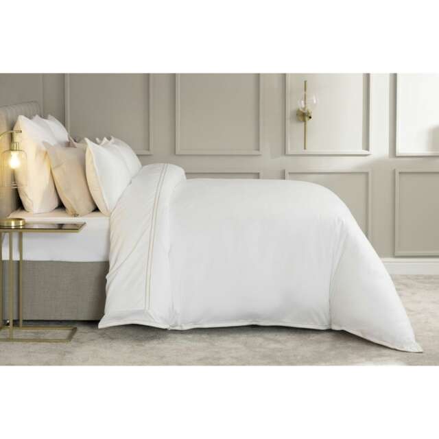 Belledorm Savoy Duvet Cover Set - Oyster - Double White Double
