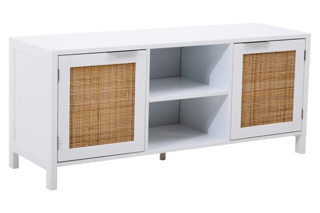 Orsina Functional White Wood Media Unit, Multi Pupose Sideboard Media Unit, Optimal Dimensions TV Cabinets
