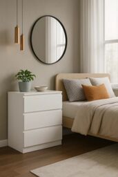 Keaton Matt White 3 Drawer Wide Freestanding Chest Of Drawers (40 x 77 x 60cm - D x H x W) White White 1