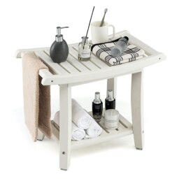 COSTWAY Shower Bench Stool Bathroom Seat 2-Tier White