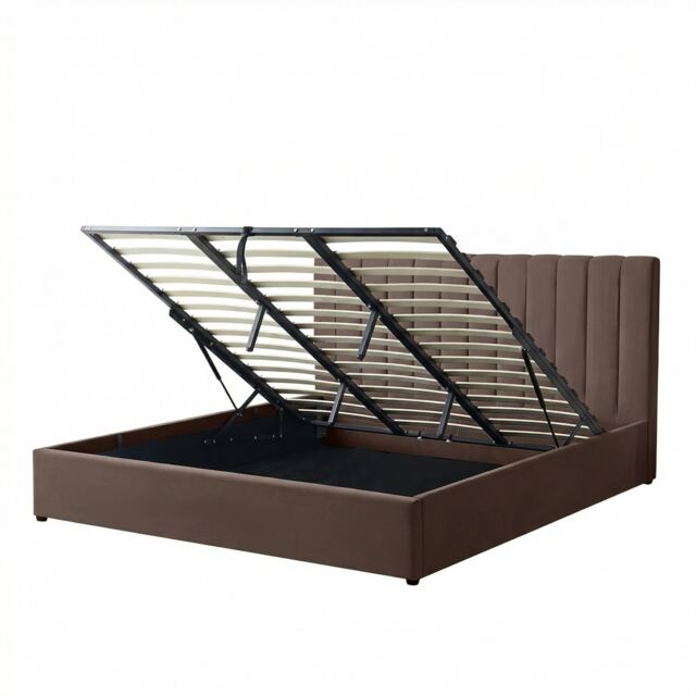 Evelynne Fabric 180cm Superking Ottoman Bed Frame - Dark Brown