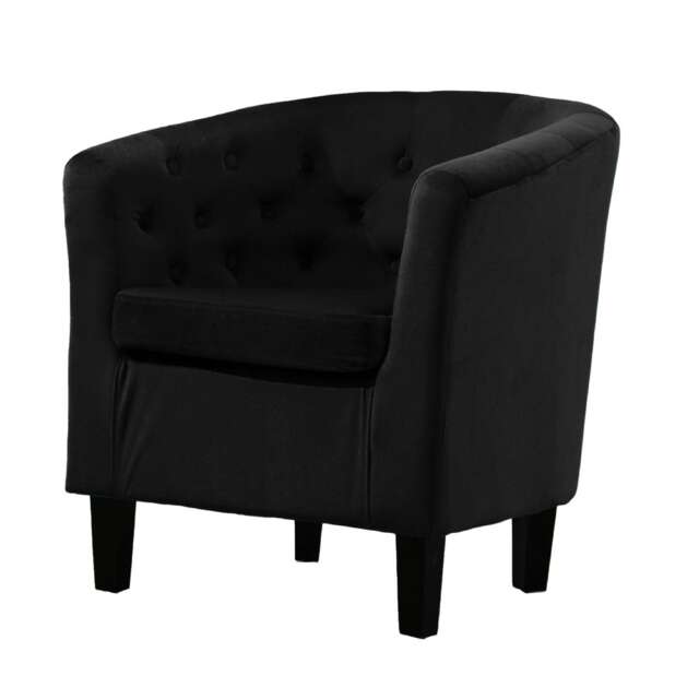 Clio Studded Velvet Tub Chair - Black
