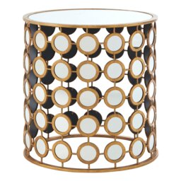 Orsina Reflective Gold Finish Mirror Side Table, Durable Small Lounge Table, Sturdy Small Bedside Table For Bedroom