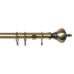 35mm Fixed Length Metal Curtain Pole Set Antique Brass Vienna Finial 85cm Bronze Bronze