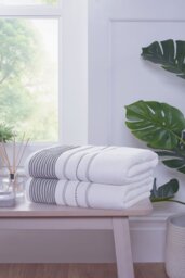 Azure Stripe Cotton Hand Towel Set of 2, 50x80cm