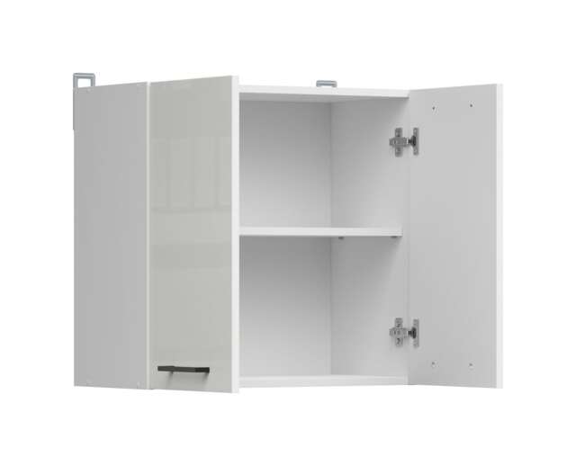 Kitchen Wall Unit Cabinet Cupboard 600mm Upper Storage Chalk White Gloss Doors 60cm Modern Budget Junona
