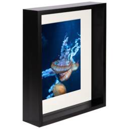 "Nicola Spring 8 x 10"" Deep Photo Frame - Black/Ivory Mount - 3D Deep Box Picture Frame Display Case (27.5 x 22.5cm)"