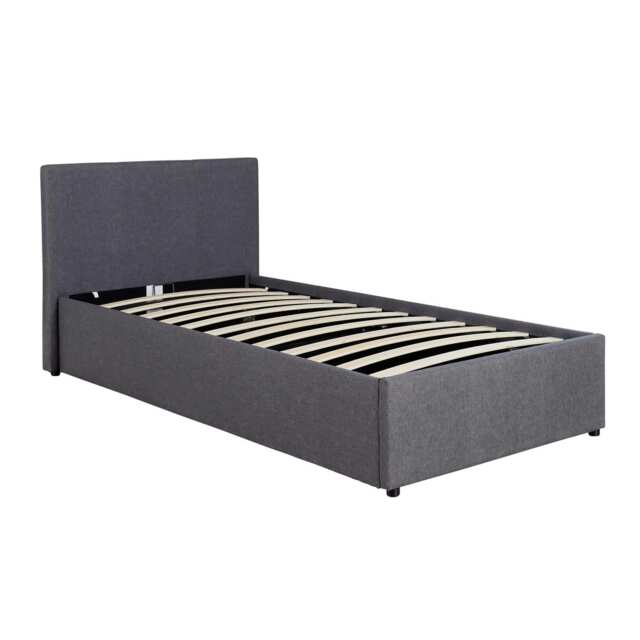 Ottoman End Lift Storage Bed Single Hopsack Fabric Bed Frame Gas Lift Furniture