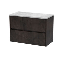 Balterley Chartley Contemporary 2 Drawer Wall Hung Vanity Unit with Laminate Worktop, Metallic Slate, 800mm