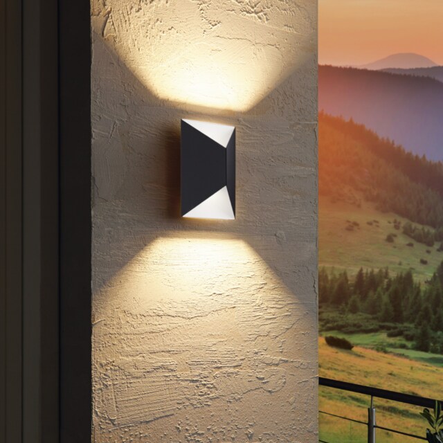 EGLO Predazzo LED Exterior Steel Wall Light In Anthracite And White