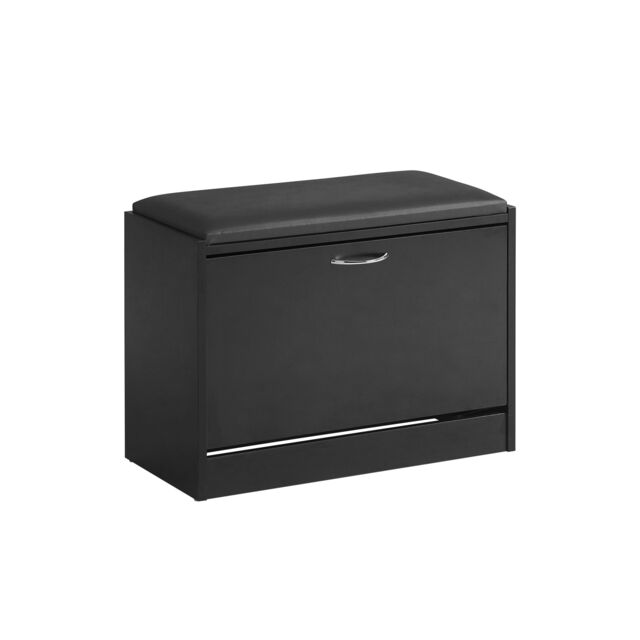 SoBuy Shoe Storage Bench with Flip Drawer & Removable Shelves, Black, 23.6x11.8x18.5 in, 12 kg - FSR16-SCH