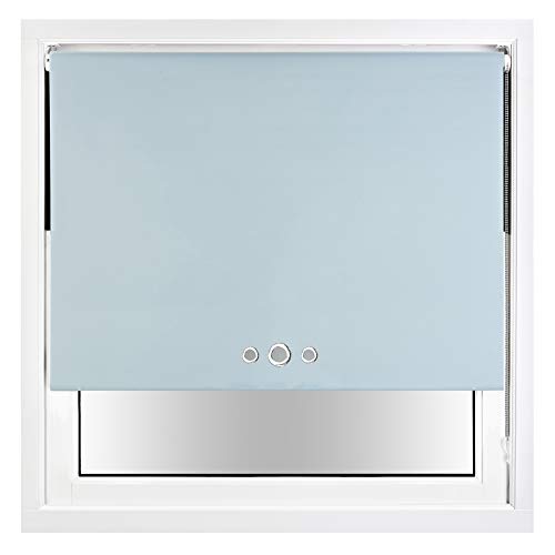FURNISHED Blackout Roller Blind with Triple Eyelets & Metal Fittings Blue Duck Egg Blue (W) 185cm x (L) 210cm
