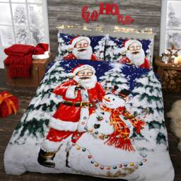 Velosso Santa Xmas Lights Printed Cotton Blend Duvet Cover and Pillowcase Set Red King