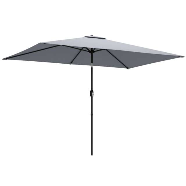 Outsunny Garden Parasol, Outdoor Umbrella with Tilt Function, Light Grey Grey Light Grey 300W x 200D x 235H cm