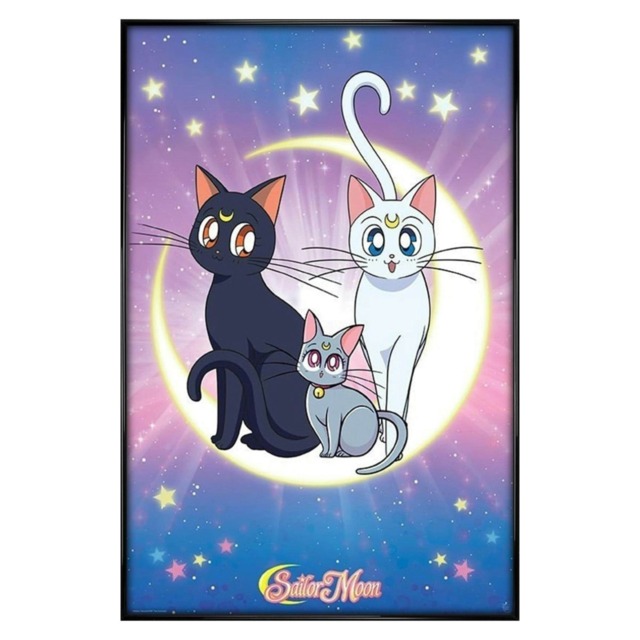 Gloss Black Framed Sailor Moon Luna, Artemis and Diana Maxi Poster Multi