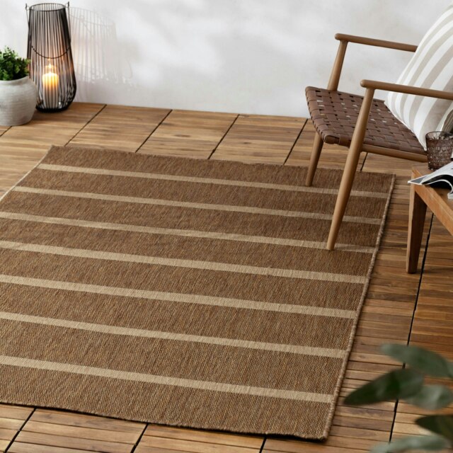 Yard Tala Stripe Jute Effect Natural Rug Brown 120 cm x 170 cm