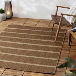 Yard Tala Stripe Jute Effect Natural Rug Brown 120 cm x 170 cm