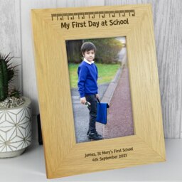 Personalised Oak Finish 6x4 My First Day At School Photo Frame Brown One Size