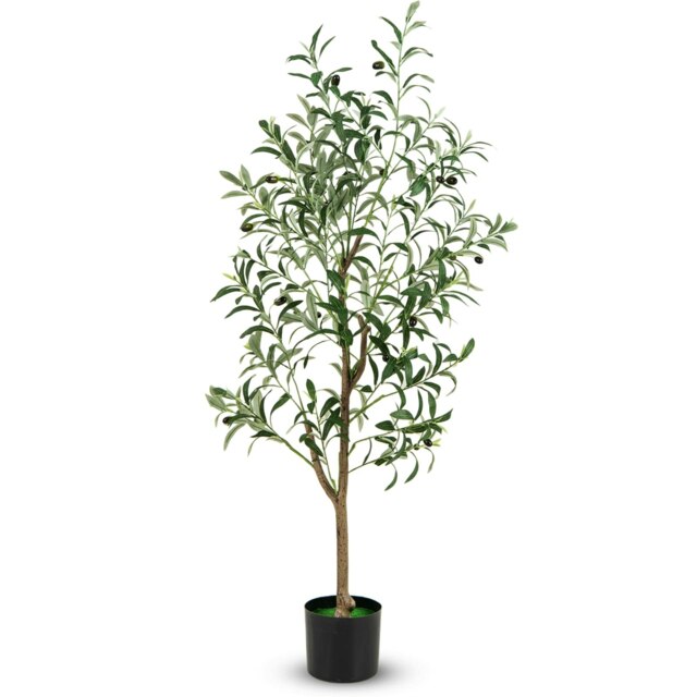 COSTWAY 130cm Artificial Olive Tree w/ Realistic Fruits Green One Size