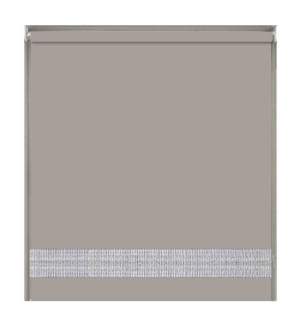 115cm Natural Straight Diamante Edge Border Roller Blind Brown Natural