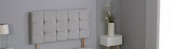 "Silver Plush Velvet Cube Headboard Silver 4FT6 Double 26""inch Headboard"