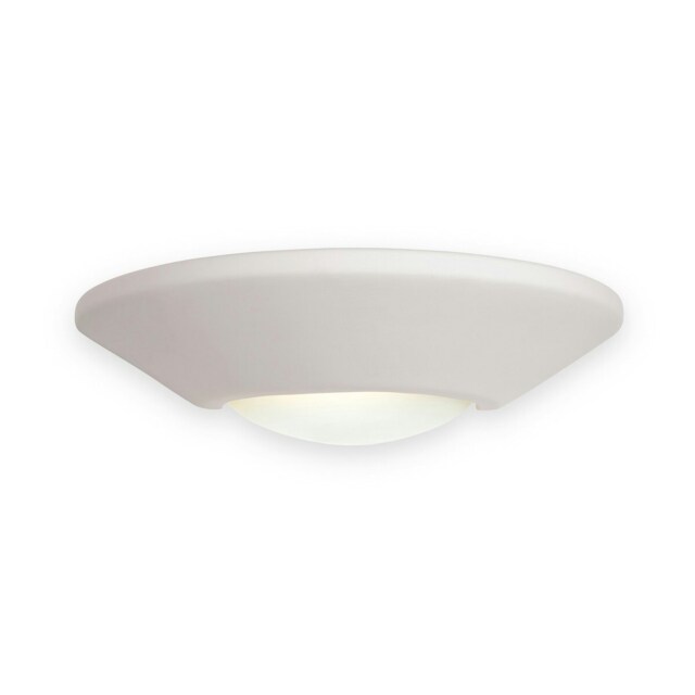 Ceramic 1 Light Indoor Wall Uplighter - 100W Unglazed, Acid White Glass, E27