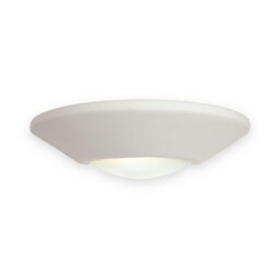 Ceramic 1 Light Indoor Wall Uplighter - 100W Unglazed, Acid White Glass, E27