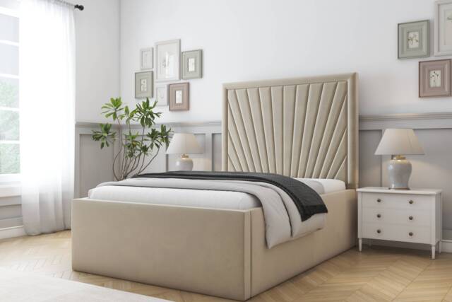 "Sloomy Somerset Almond Coniston Bed Frame With Mattress With 50"" Upholstered Headboard 2'6 Small Single"