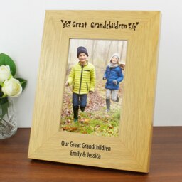 Personalised Great Grandchildren 6x4 Oak Finish Photo Frame Brown One Size