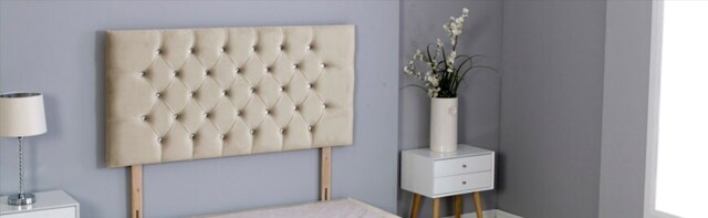 "Coffee Plush Velvet Chesterfield Headboard Multi 4FT Small Double 26""inch Headboard"