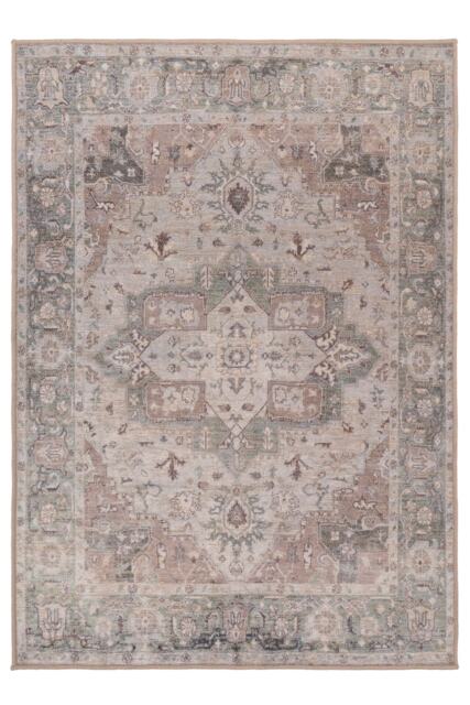 Machine Washable Natural Jute Blend Beige Medalion Area Rug 160cm x 230cm