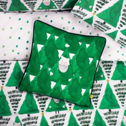 Furn Hide and Seek Santa Velvet Christmas Cushion, Green, 43 x 43cm
