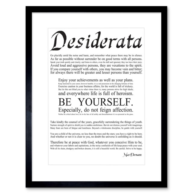 Desiderata Ehrmann Go Placidly Amid Yourself Quote Framed Wall Art Print