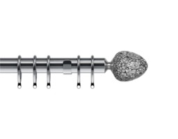 35mm Fixed Length Metal Curtain Pole Set Satin Silver Alexia Finial 130cm Silver Silver