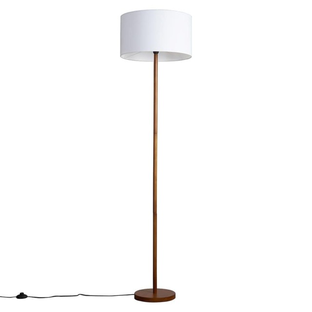 ValueLights Heather Painted Natural Floor Lamp Large White Shade