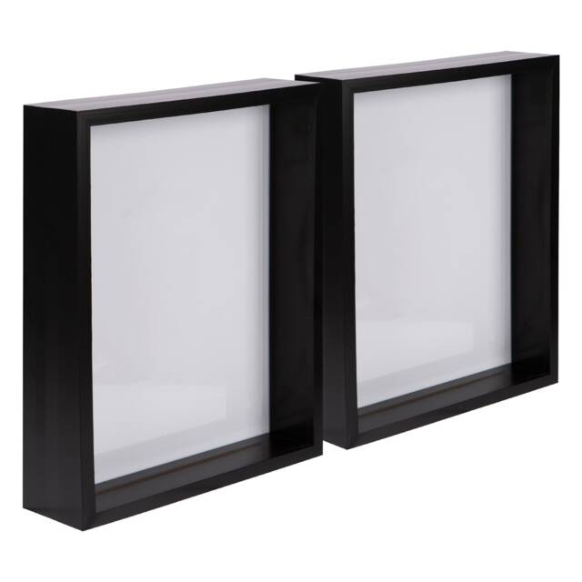 "Nicola Spring 8 x 10"" Deep Photo Frames - Black - 3D Deep Box Picture Frame Portrait Display Case (27.5 x 22.5cm) - Set of 2"